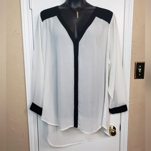 Torrid Hi-Lo Sheer Blouse w/ Draped Back Size 4